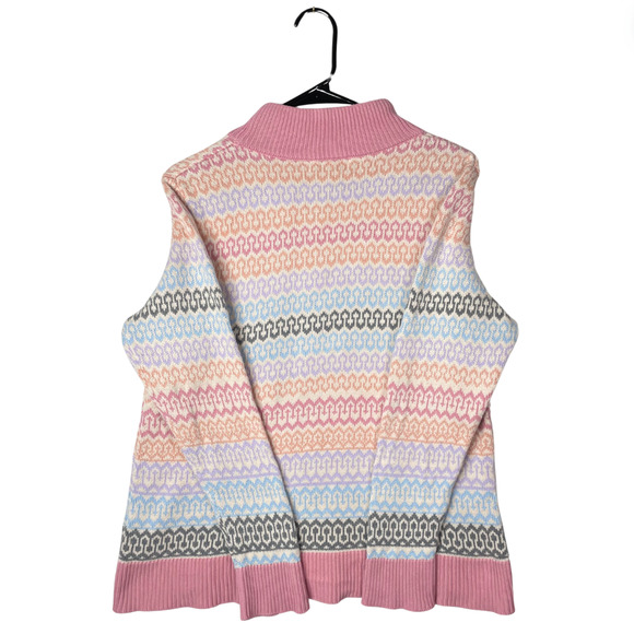 Pastel Mock Neck Knit Sweater Y2K Cottagecore Soft Girl Retro Cozy Pullover - Picture 4 of 11